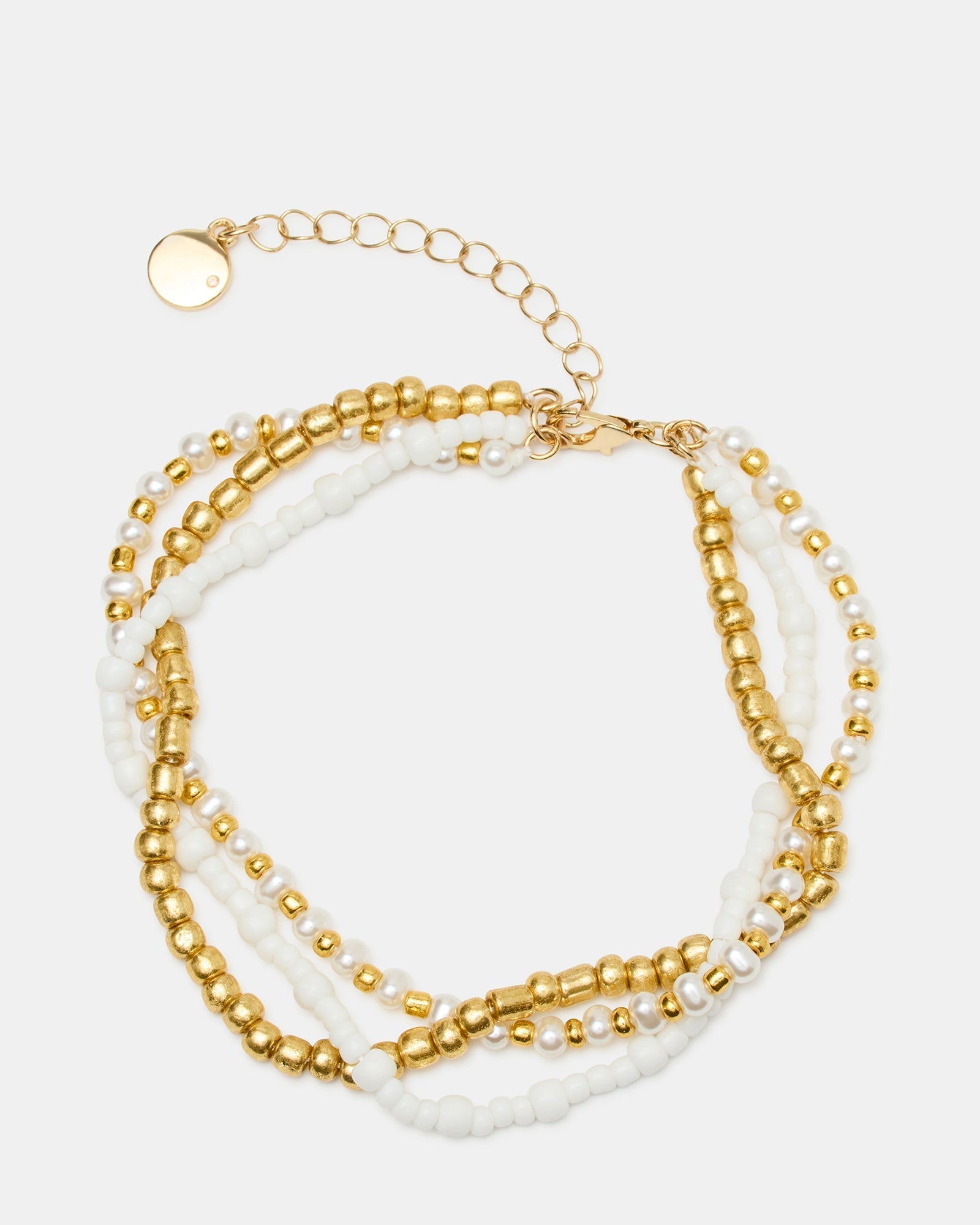 MIXED BEAD ANKLET SET PEARL